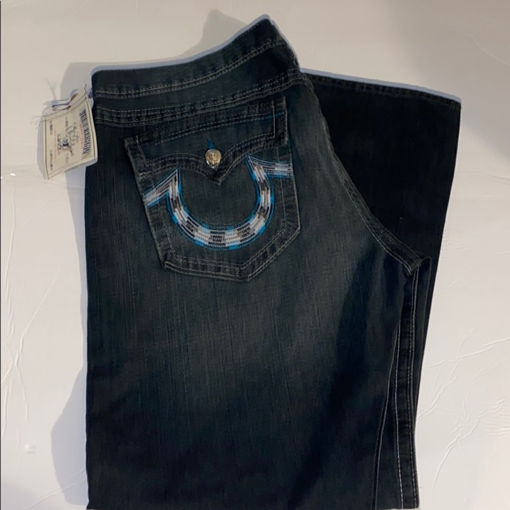 Mens TRUE RELIGION Straight With Flaps Jeans NWT